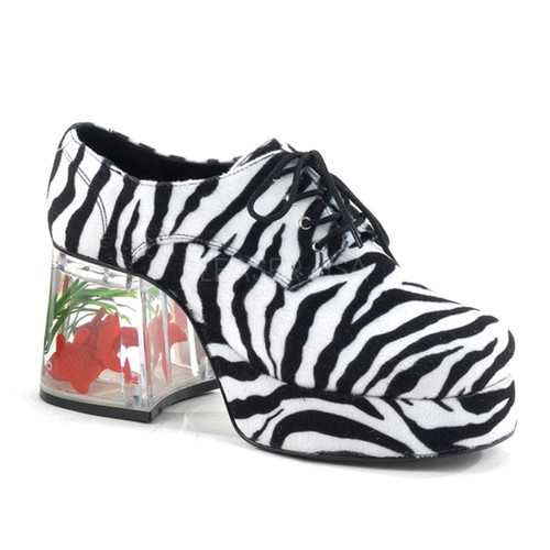 3 1/2" Heel Pimp Shoe with Floating Fish Zebra Fur