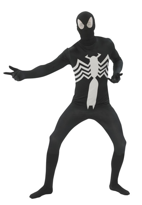 Spider-Man Black Costume 2nd Skin Full Body Jumpsuit & Mask 