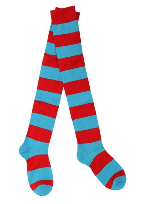 Dr. Seuss Thing 1 & 2 Adult Striped Socks Red and Blue 