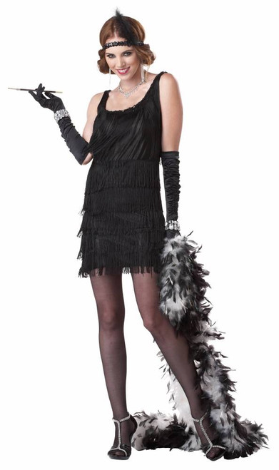 20's Fashion Flapper Black or Red Ladies Fringed Dress