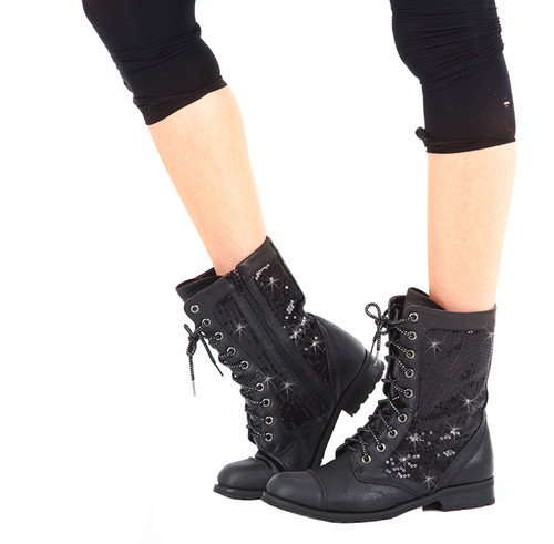 Adult Sequin Combat Dance Boots w/ Non-Marking Soles (GS3A)