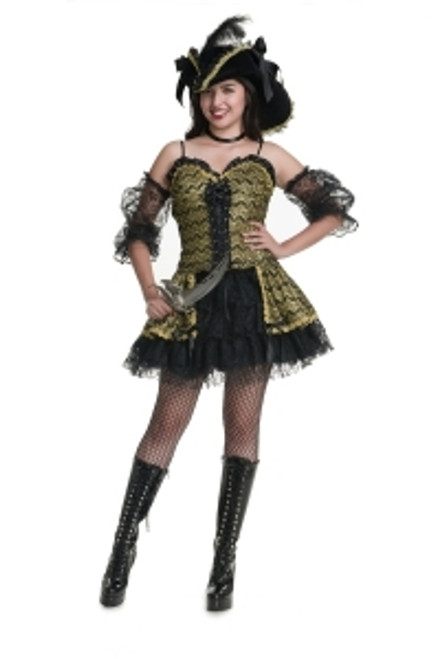 Black Pearl Beauty Black & Gold Pirate Mini Dress