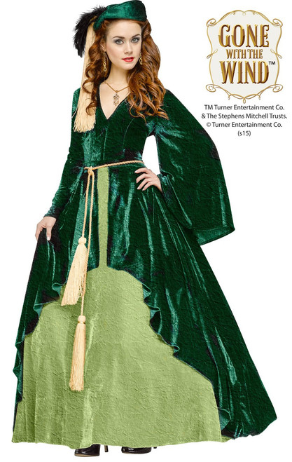 Gone With the Wind Scarlett O' Hara Green Deluxe Curtain Dress w/ Drapery Cord Belt