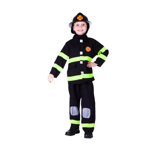 Deluxe Fire Fighter Costume Kids Black & Yellow