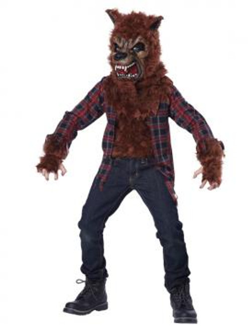 Blood Moon Kid's Brown Werewolf Fur Shirt & Mask