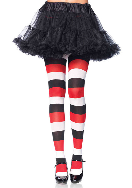 Darling Doll Opqaue Striped Red White & Black Tights