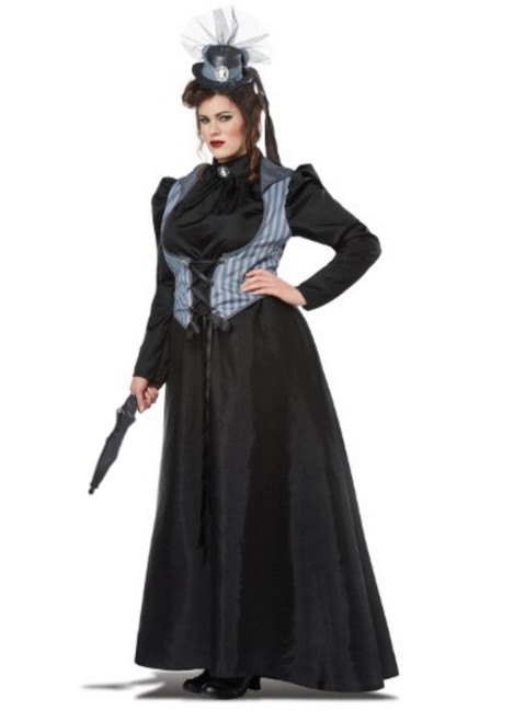 Victorian Lizzy Borden Plus Size Dress w/ Vest & Pettiskirt