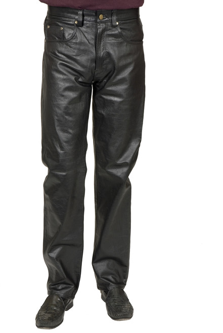 Pants Men's Faux Leather Jeans 4 Pocket