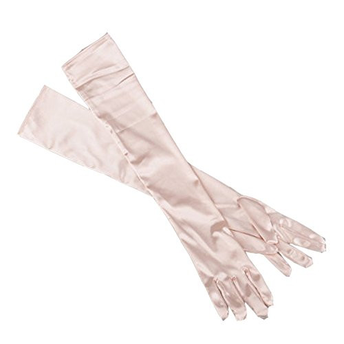 Beige Satin Gloves Elbow Length