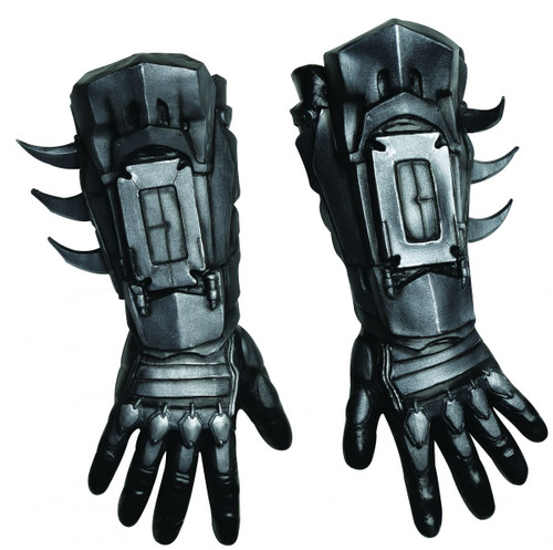 Batman Gloves Adult Deluxe Latex Silver Armour Looking