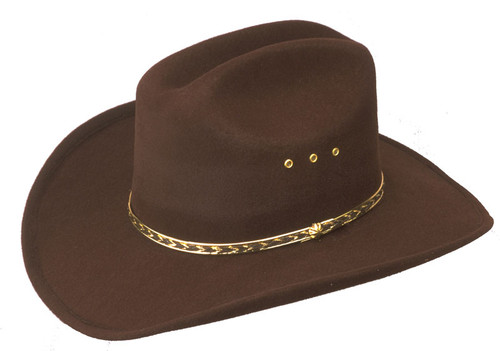 Cowboy Hat Faux Felt with Elastic Sizing Band