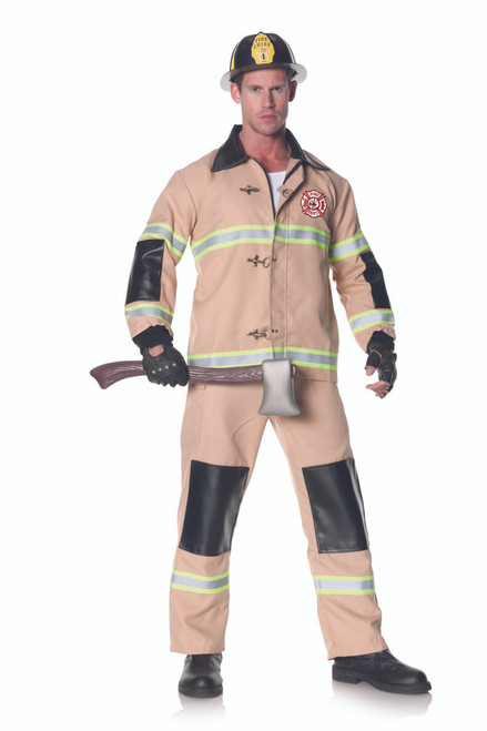 Firefighter with Jacket, Pants with Attatched Suspenders, Helmet