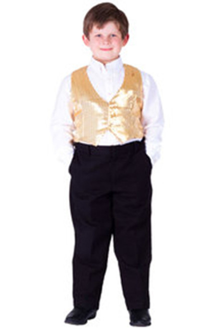 Sequined Child Size Vest - Gold