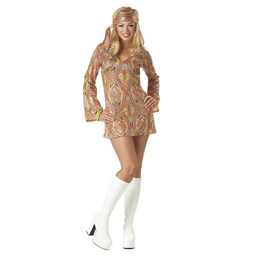 Disco Dolly Womens Hippie Dress & Headband