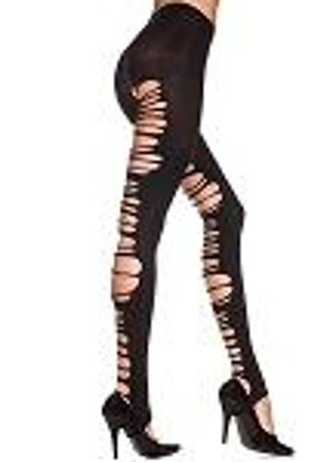 Shredded Footless Tights Black