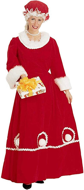 Mrs Santa Claus Ladies Costume Dress w/ Sequin Trim Size 8-10