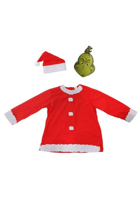 Grinch Licensed Half Mask, Santa Top & Hat