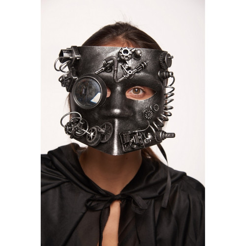 Silver Full face Bauta style Steampunk mask 