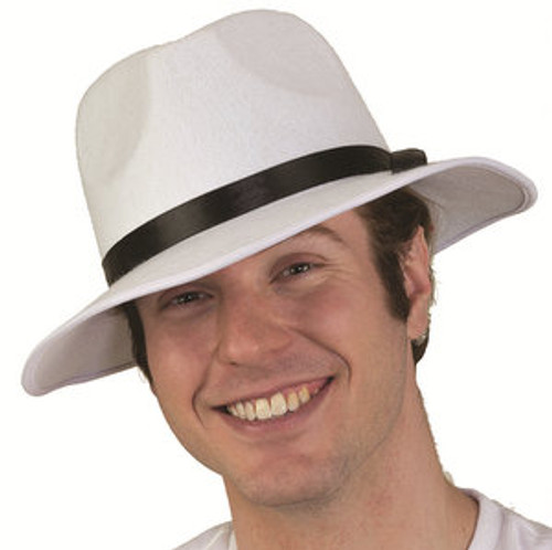 Gangster Hat Fedora Felt Deluxe Quality White or Black