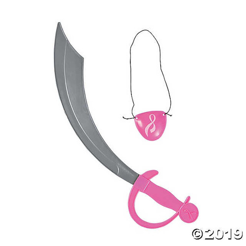 Pink Ribbon Pirate Sword with Eye Patch 