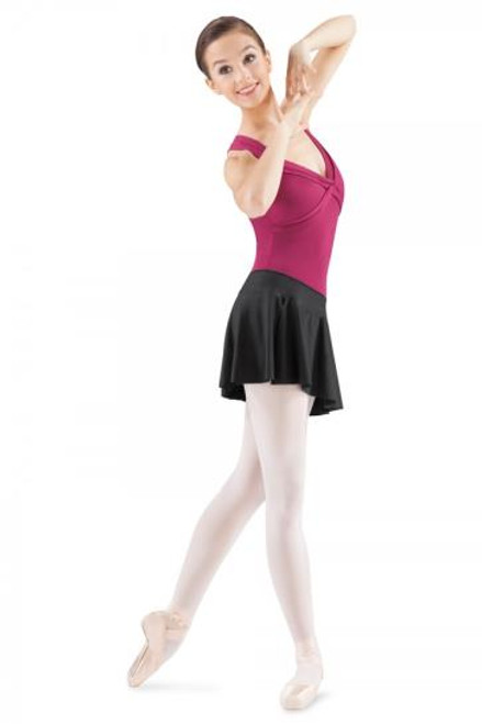 Cute and flirty short pull on circle skirt with side split and elasticated waistband. The elasticated waistband sits flat on the tummy and is an easy to wear garment over a pair of tights and a leotard. Great style for contemporary or dancesport practice. Side split gives the skirt flare and movement with you twirl and spin.

Features

Pull on styling
Flat waistband
Side Slit
Fabric

Polyester, Spandex
Notes

Machine wash cold, lay flat to dry