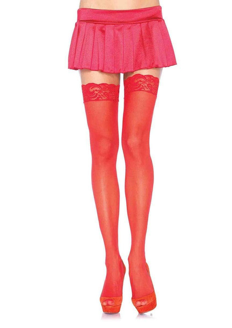Leg Avenue Nylon Sheer Thigh High With Lace Top Leg Avenue Nylon Sheer Thigh High With Lace Top