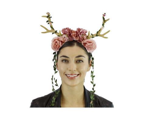 Antler Horns Headband With Flower Drape