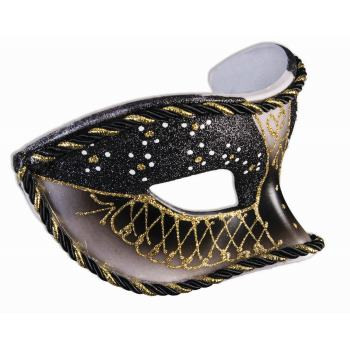 Eye Mask w/ Ribbon Black/Gold-Black w/ Silver