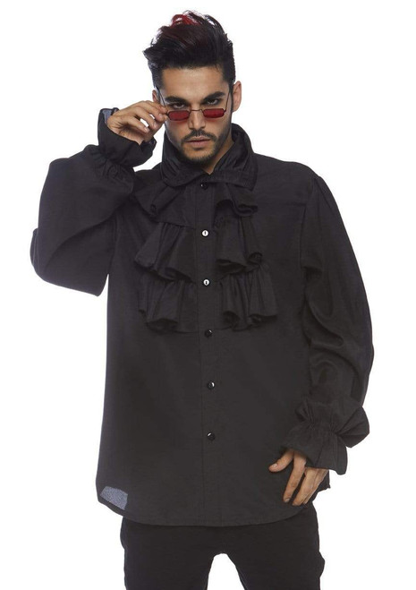 Ruffle Front Shirt Black Men's Costume