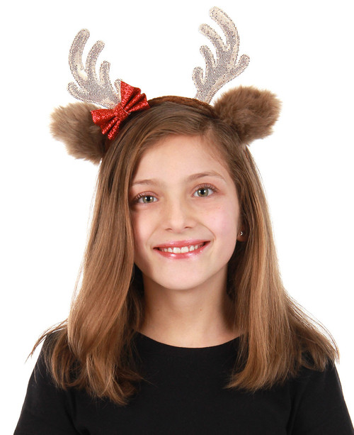 Reindeer Glitter Bow Headband
