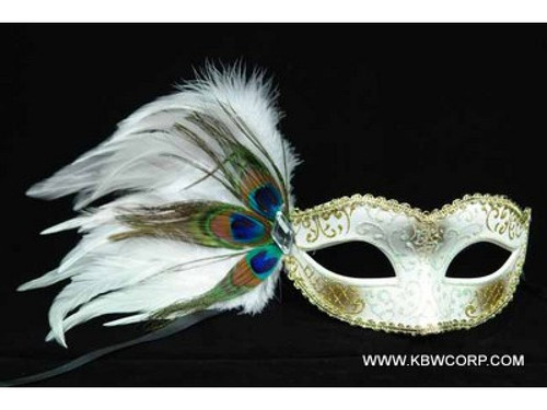 Venetian Mask with Peacock Feather