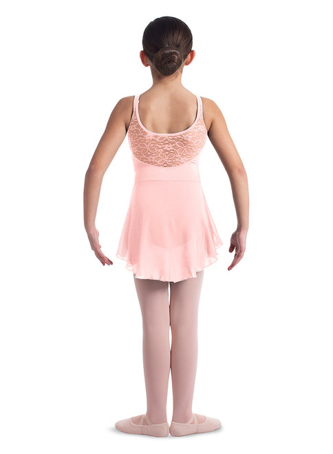 Mirella Girls Skirted Leotard with Lace Back