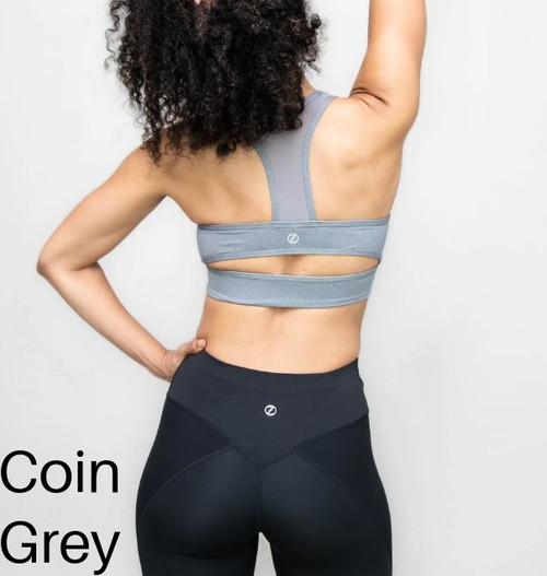 Fine Heather Racerback Bra Top with Mesh Inserts - Womens