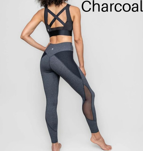 Fine Heather Leggings with Power Mesh Inserts - Womens