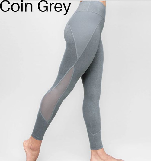 Fine Heather Leggings with Power Mesh Inserts - Womens