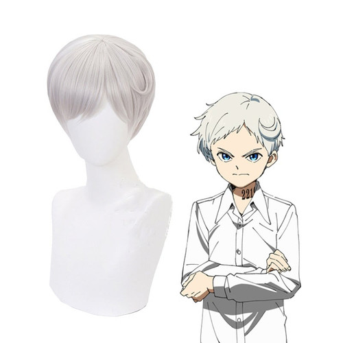 Anime The Promised Neverland Norman Short White Cosplay Wigs