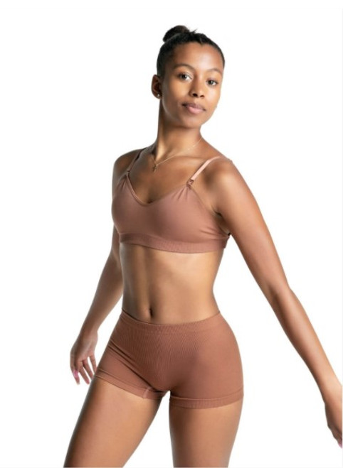 Capezio Black Women's Deep Neck Clear Back Bra, Medium