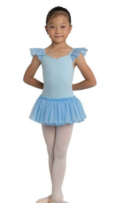 DanzNmotion Child Camisole Dress With Glitter Net Flutter Sleeves DanzNmotion Child Camisole Dress With Glitter Net Flutter Sleeves