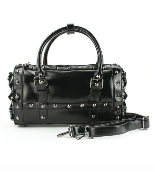 Dual Skull Satchel Bag In Vinyl