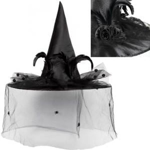 Black Witch Hat With Flower