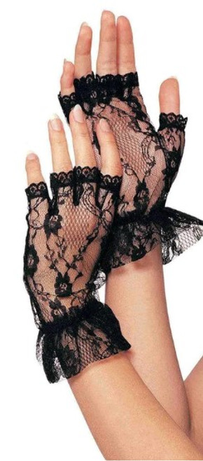 Fingerless Black Lace Gloves