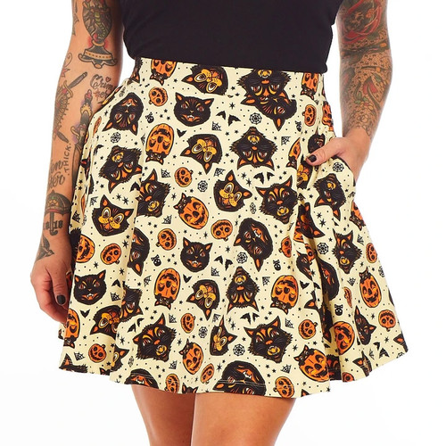 Classic Halloween Skater Skirt Cream