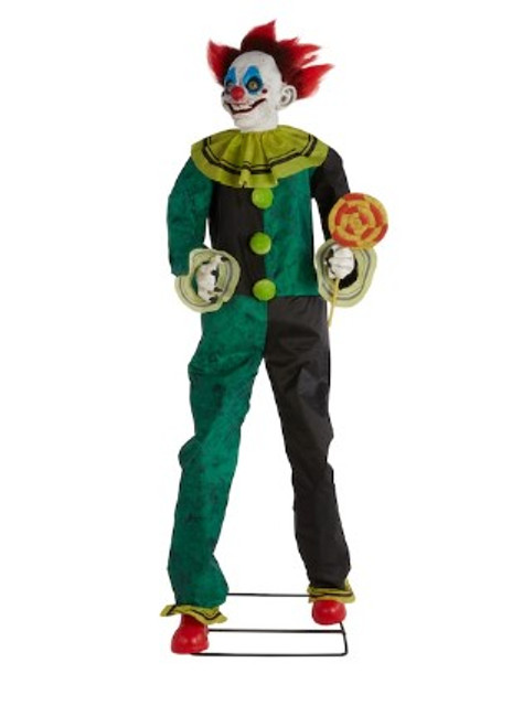 Scary Clown in Green - 6-ft Lighted Animatronic