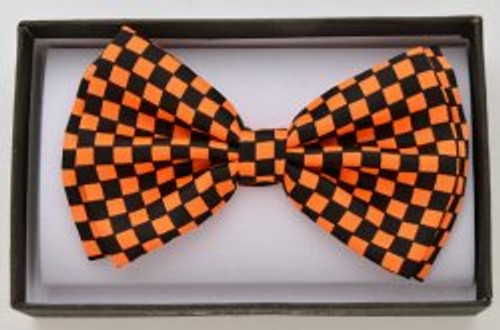 Black and Orange Checkered Bowtie