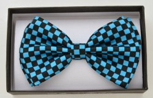 Blue and Black Checkered Bowtie