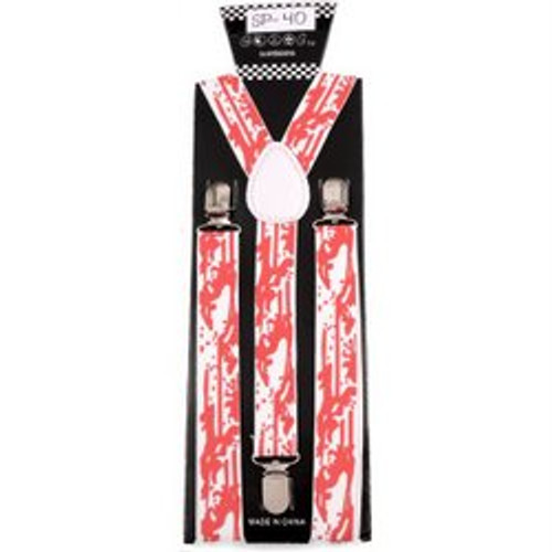 Blood spatter designs suspenders, with clips