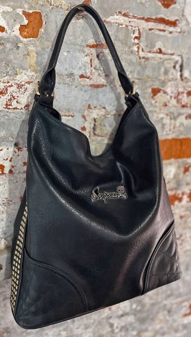 Sourpuss Black Faux Leather Hobo Purse