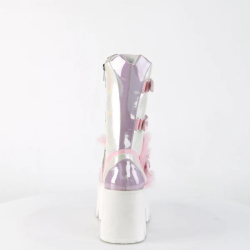 Demonia Ashes Midcalf Boot 3 1/2" B. Pink Lavender Holographic Demonia Ashes Midcalf Boot 3 1/2" B. Pink Lavender Holographic