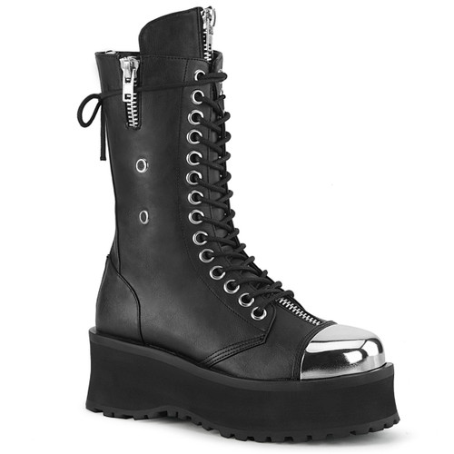 Demonia Gravedigger-14 Black Vegan Leather 2 3/4" Boot