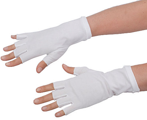 White 8" Fingerless Gloves